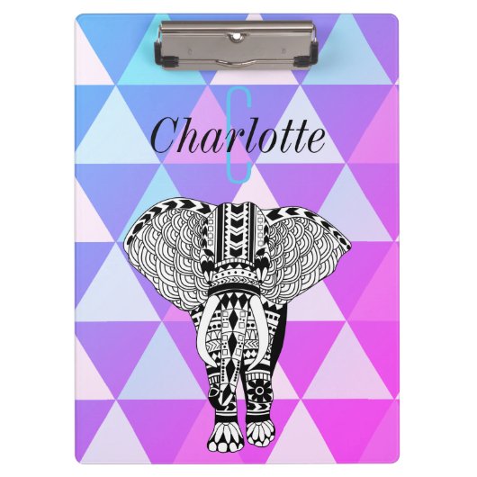 Moderne Boho Chic Geometrische Tribal Olifant Klembord (Voorkant)