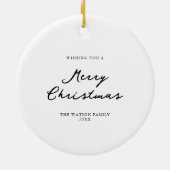 Moderne Boho Chic krans Bloemen Kerstfoto Keramisch Ornament (Achterkant)