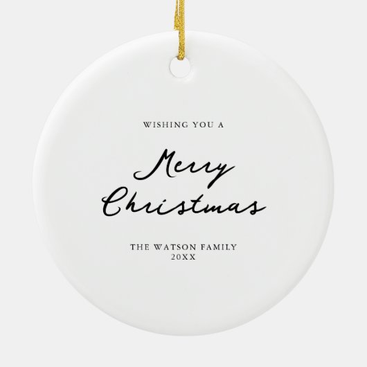 Moderne Boho Chic krans Bloemen Kerstfoto Keramisch Ornament (Achterkant)