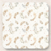 Moderne Boho Chic Neutraal Beige Boheemse Bladeren Bier Onderzetter (Voorkant)