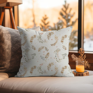 Moderne Boho Chic Neutraal Beige Bruine Bladeren Kussen