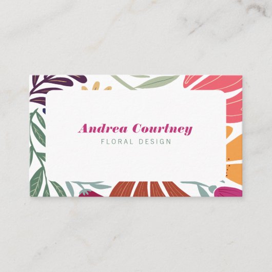 Moderne Boho Chic Retro Kleurrijke Bloem Visitekaartje (Voorkant)