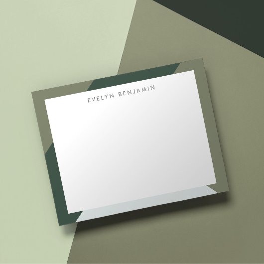 Moderne Boho Chic Sage & Pine Green Patroon Rand Notitiekaartje