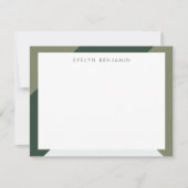 Moderne Boho Chic Sage & Pine Green Patroon Rand Notitiekaartje (Voorkant)