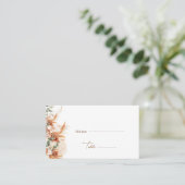 Moderne Boho Chic Terracotta Bloem Bruiloft Escort Plaatskaartje (Staand voorkant)