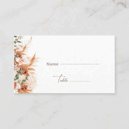 Moderne Boho Chic Terracotta Bloem Bruiloft Escort Plaatskaartje (Voorkant)