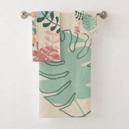 Moderne Boho Chic Tropical Monstera Badhanddoek Se Bad Handdoek