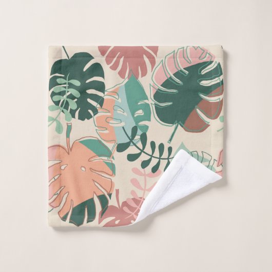 Moderne Boho Chic Tropical Monstera Badhanddoek Se Bad Handdoek (Wasdoekje)