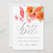 Moderne Boho Chic Waterverf Bloemige Bruiloft Save The Date (Voorkant)