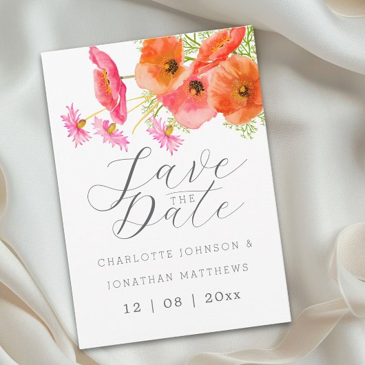 Moderne Boho Chic Waterverf Bloemige Bruiloft Save The Date