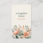 Moderne Boho Chic Waterverf Floral Visitekaartje (Voorkant)