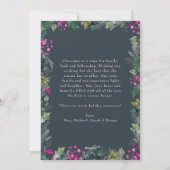 Moderne Boho Chique Blauw Roze Foto Kerstmis Feestdagenkaart (Achterkant)