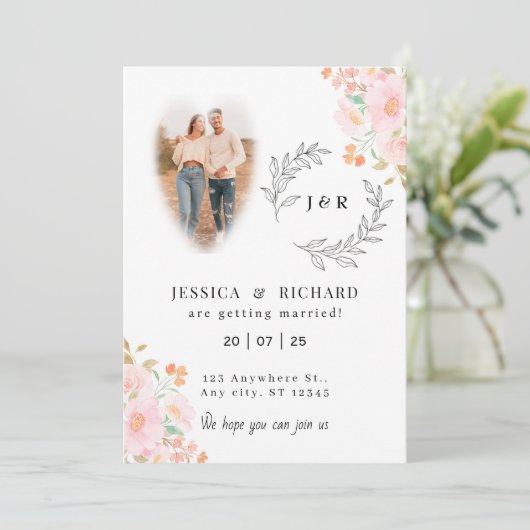 Moderne Boho chique bruiloft uitnodiging (Staand voorkant)