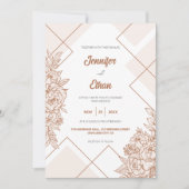 Moderne Boho Chique Pioen Botanische Bloem Bruilof Kaart (Voorkant)