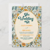 Moderne Boho chique retro kleurrijke bloemenbruilo Kaart (Voorkant)
