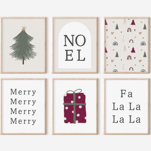 Moderne Boho Christmas Fa La Wall Art Print