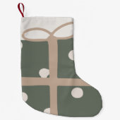 Moderne Boho Christmas Green Cadeau Print Kleine Kerstsok (Voorkant)