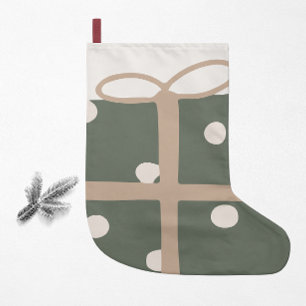 Moderne Boho Christmas Green Cadeau Print Kleine Kerstsok