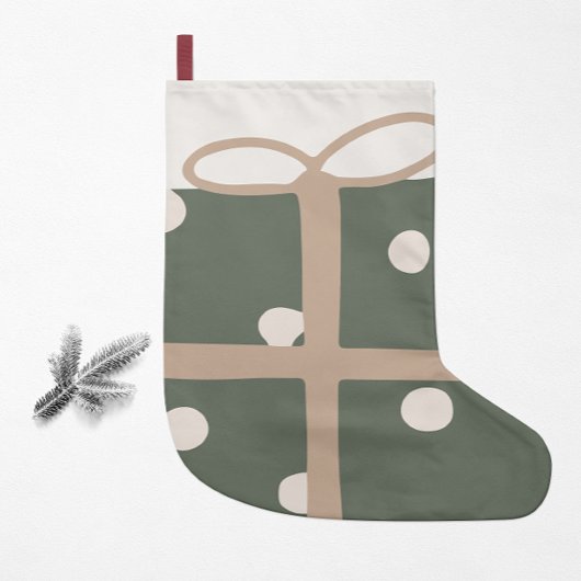 Moderne Boho Christmas Green Cadeau Print Kleine Kerstsok