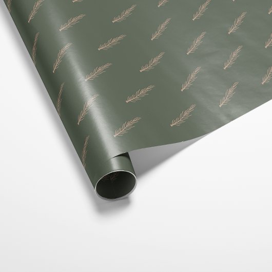 Moderne Boho Christmas Green en Gold Pine Cadeaupapier