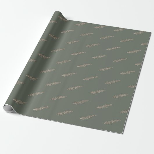 Moderne Boho Christmas Green en Gold Pine Cadeaupapier (Uitgerold)