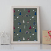 Moderne Boho Christmas Green Wall Art Print