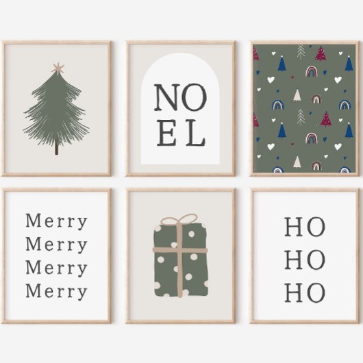 Moderne Boho Christmas Green Wall Art Print