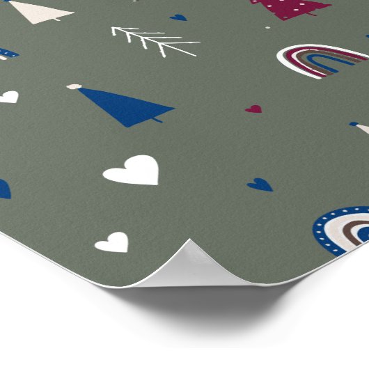 Moderne Boho Christmas Green Wall Art Print (Hoek)