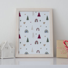 Moderne Boho Christmas Wall Art Print