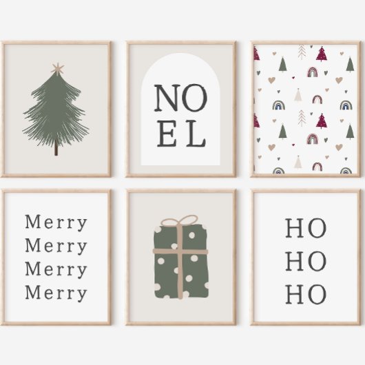 Moderne Boho Christmas Wall Art Print
