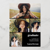 Moderne boho cirkel zwarte foto's 5 afstuderen folie uitnodiging (Achterkant)