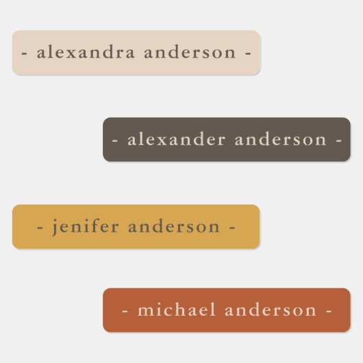 Moderne Boho Color Pallet Waterdichte Naam Labels (Groep)