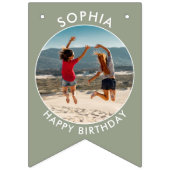 Moderne Boho Custom verjaardag bunting met foto's Vlaggetjes (Derde vlag)