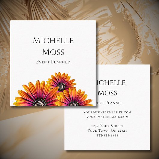 Moderne Boho Daisies Chique Event Planner Vierkante Visitekaartje