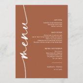 Moderne Boho Desert Terracotta Trouwdiner Menu (Voorkant)