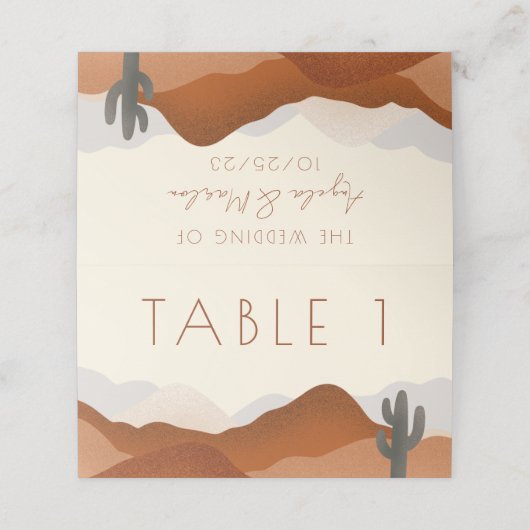 Moderne Boho Desert Trouwtafel Seat Nummer Plaatskaartje (Buitenkant ongevouwen)