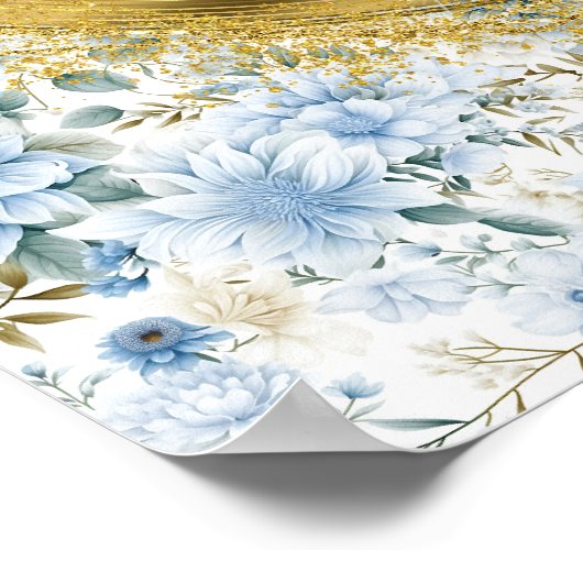 Moderne Boho Dusty Blauw Goud Huwelijk Custom 8x10 Poster (Hoek)