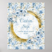 Moderne Boho Dusty Blauw Goud Huwelijk Custom 8x10 Poster (Voorkant)