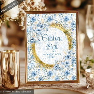 Moderne Boho Dusty Blauw Goud Huwelijk Custom 8x10 Poster