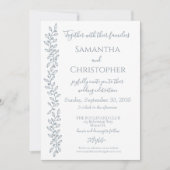 Moderne Boho Dusty Blue Botanical Minimal Wedding Kaart (Voorkant)