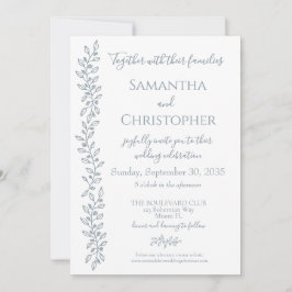 Moderne Boho Dusty Blue Botanical Minimal Wedding Kaart