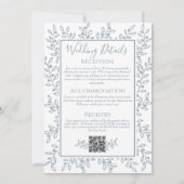 Moderne Boho Dusty Blue Botanical Minimal Wedding Kaart (Achterkant)