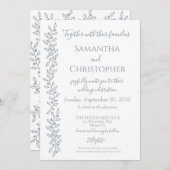 Moderne Boho Dusty Blue Botanical Minimal Wedding Kaart (Voorkant / Achterkant)