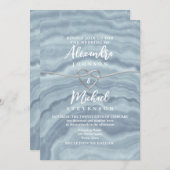 Moderne Boho Dusty Blue bruiloft uitnodiging (Voorkant / Achterkant)