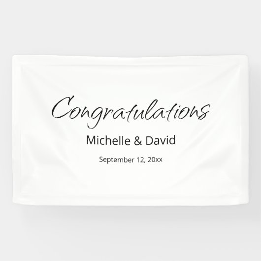 Moderne Boho Eenvoudig Script Huwelijksreceptie Spandoek (Horizontaal)