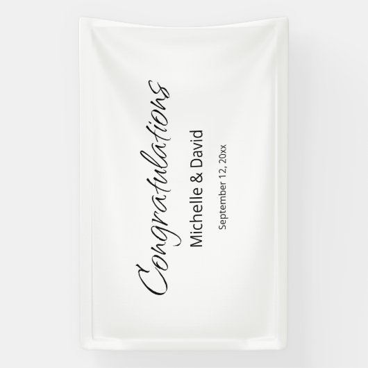 Moderne Boho Eenvoudig Script Huwelijksreceptie Spandoek (Verticaal)