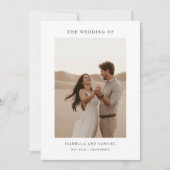 Moderne Boho Eenvoudige 2 foto bruiloft Kaart (Voorkant)