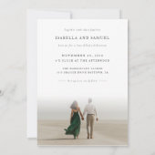 Moderne Boho Eenvoudige 2 foto bruiloft Kaart (Achterkant)