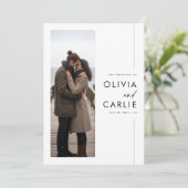 Moderne Boho Eenvoudige 3 foto bruiloft Kaart (Staand voorkant)