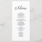 Moderne Boho Eenvoudige bruiloft receptie diner Menu (Voorkant)
